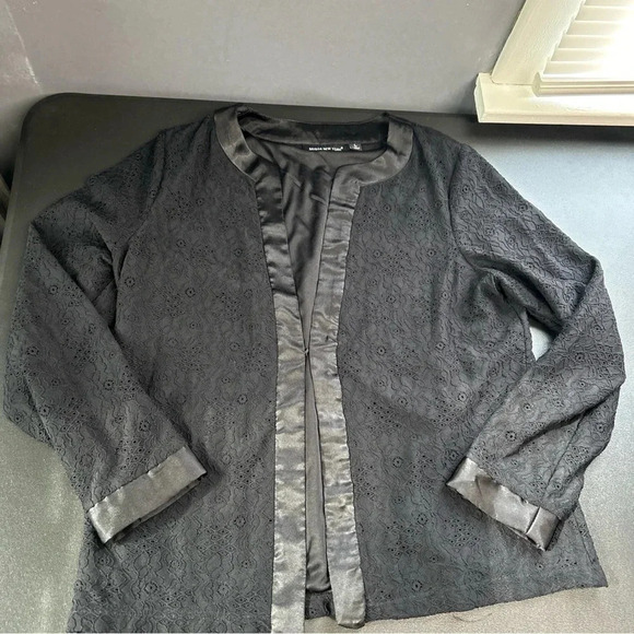 Briggs New York Women’s Large Black Eyelet Hook Eye Topper Jacket Career Evening - Picture 2 of 15